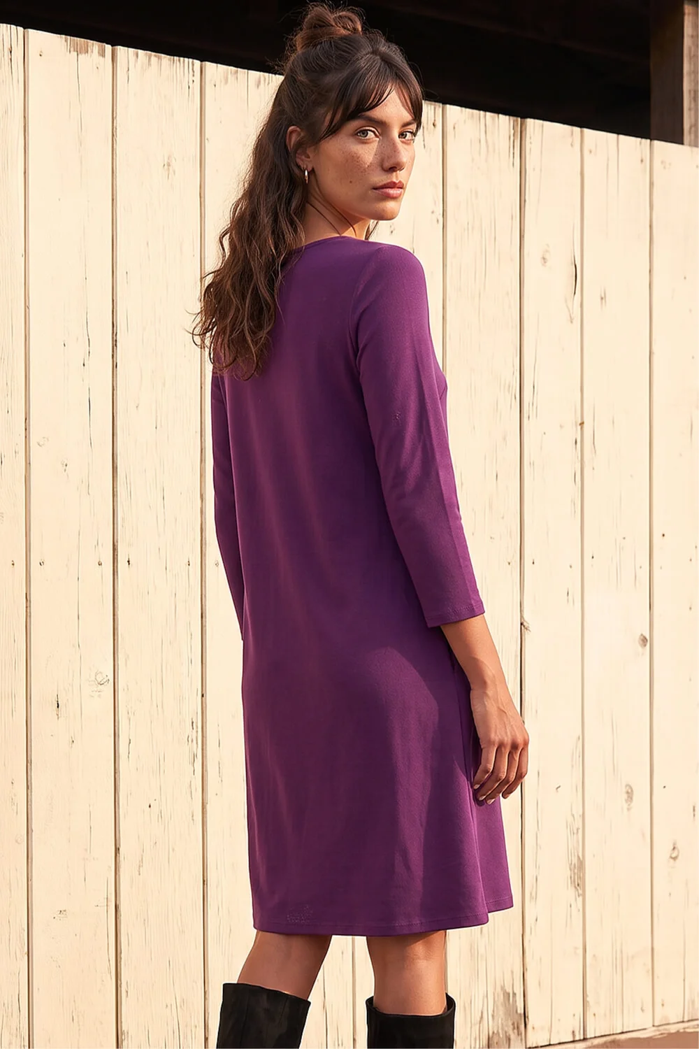 Roman Purple A-Line Pocket Detail Swing Dress - 20 Image 3