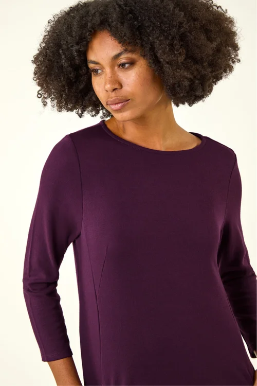 Roman Purple A-Line Pocket Detail Stretch Swing Dress - 20 Image 4