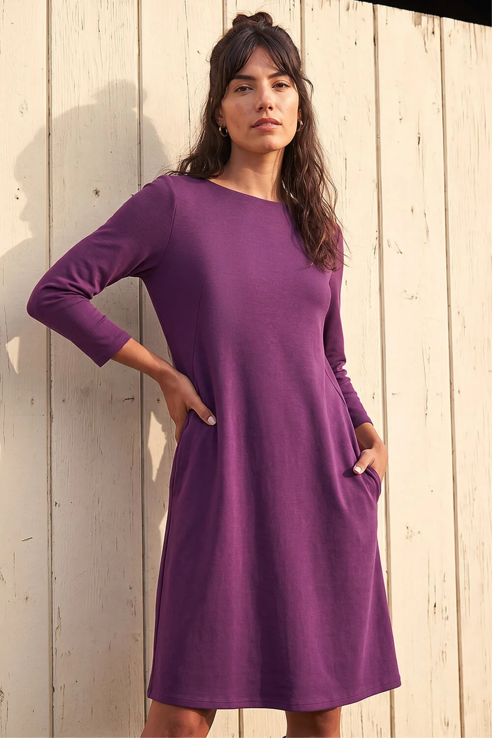 Roman Purple A-Line Pocket Detail Swing Dress - 20 Image 2