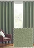 furn. Dawn 100% Blackout Thermal Eyelet Curtains Eucalyptus - ZAC Image 1