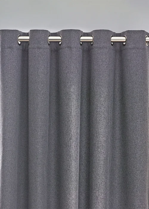 furn. Dawn 100% Blackout Thermal Eyelet Curtains Charcoal - ZAC Image 2