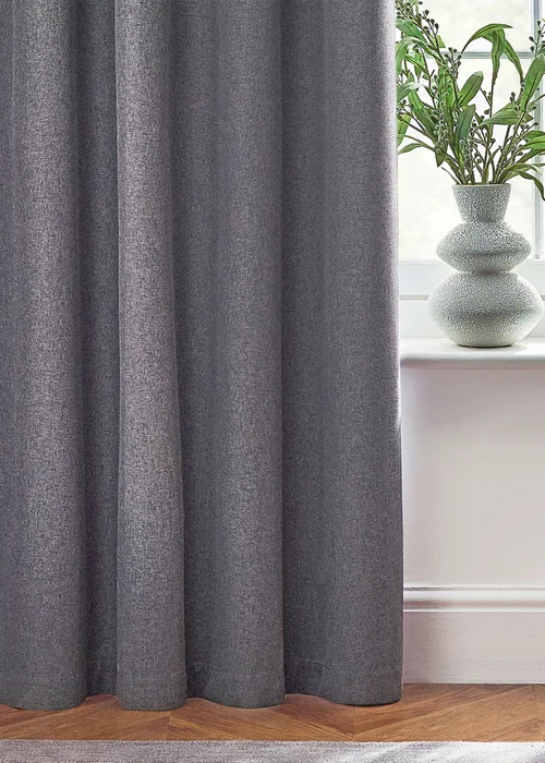 furn. Dawn 100% Blackout Thermal Eyelet Curtains Charcoal - ZAC Image 3