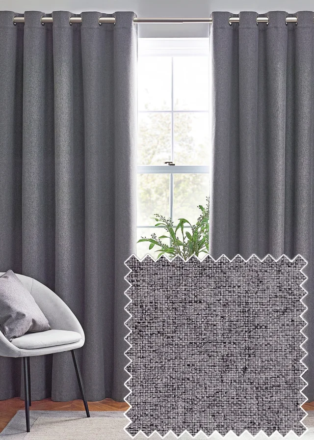 furn. Dawn 100% Blackout Thermal Eyelet Curtains Charcoal