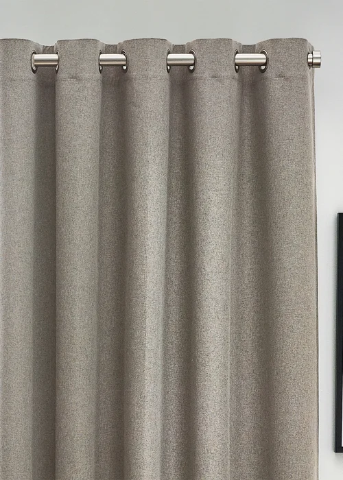furn. Dawn 100% Blackout Thermal Eyelet Curtains Grey - 46W X 54D (117x137cm) Image 2