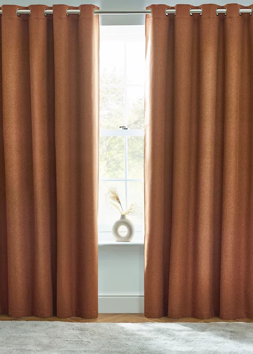 furn. Dawn 100% Blackout Thermal Eyelet Curtains Brick - 66W X 54D (168x137cm) Image 4