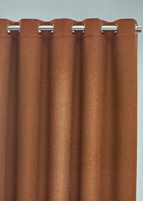 furn. Dawn 100% Blackout Thermal Eyelet Curtains Brick - 66W X 54D (168x137cm) Image 2