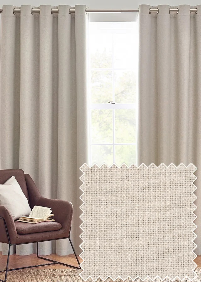 furn. Dawn 100% Blackout Thermal Eyelet Curtains Linen