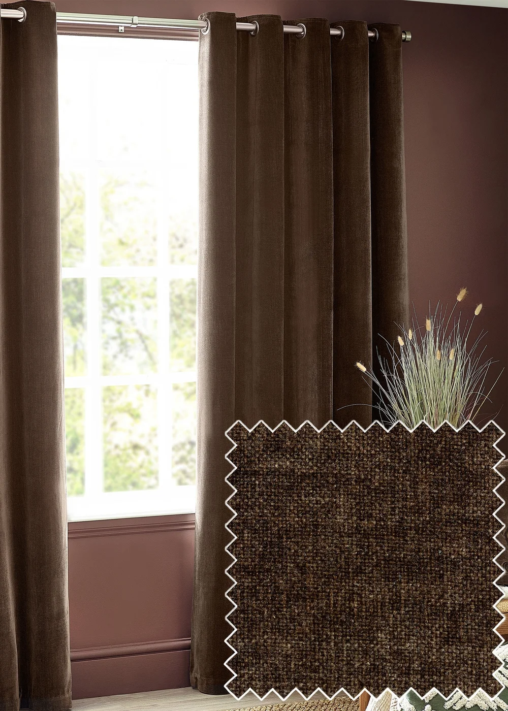 Yard Heavy Chenille Velvet Eyelet Curtains - 90W X 54D ( 229x137) Image 1