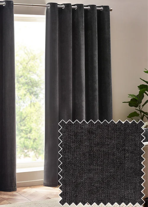 Yard Heavy Chenille Velvet Eyelet Curtains - 46W X 54D (117x137cm) Image 1