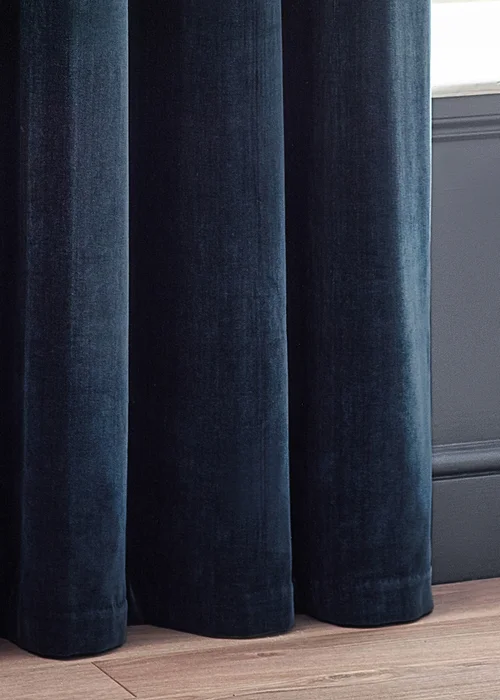 Yard Heavy Chenille Velvet Eyelet Curtains Navy - ZAC Image 4