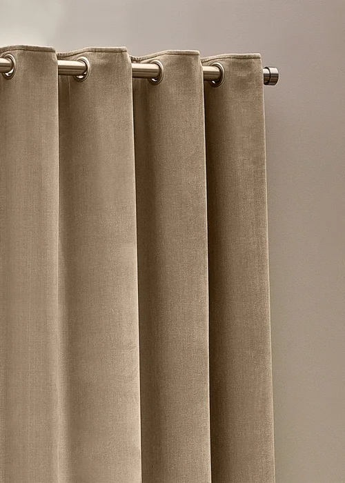 Yard Heavy Chenille Velvet Eyelet Curtains Natural - ZAC Image 3