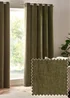 Yard Heavy Chenille Velvet Eyelet Curtains Olive - ZAC Image 1