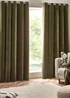 Yard Heavy Chenille Velvet Eyelet Curtains Olive - ZAC Image 2