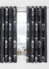 Catherine Lansfield Skulls Fully Reversible Eyelet Curtains Grey - 66W X 72D (168x183cm) Image 1