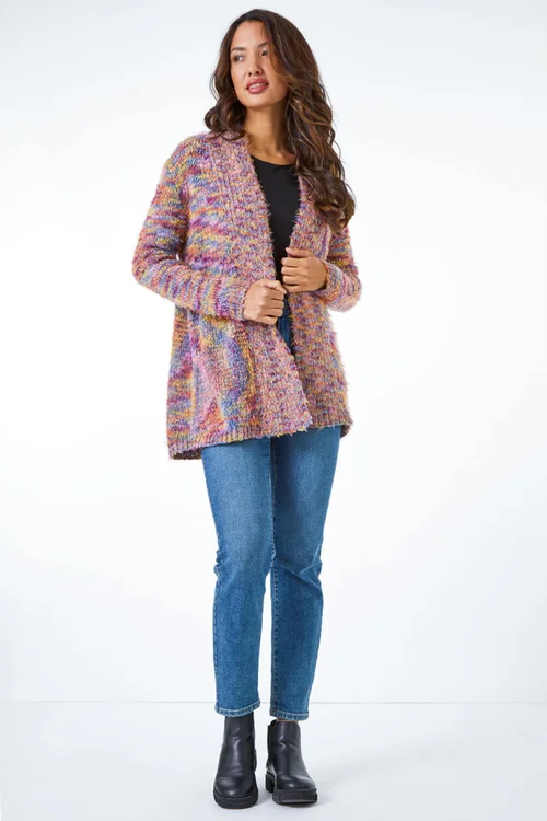 Roman Multi Fluffy Longline Cosy Cardigan - Size 10 Image 4