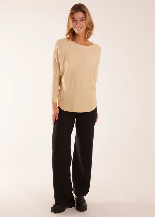 Blue Vanilla Plain Batwing Top