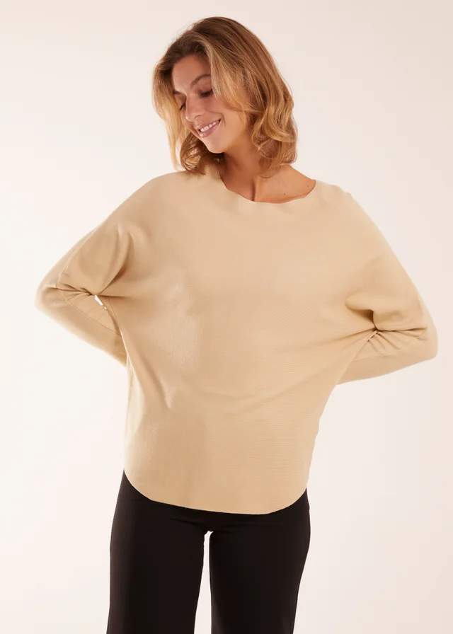 Blue Vanilla Plain Batwing Top