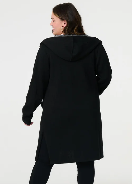 Izabel London Black Open Front Hooded Longline Cardigan - 12 Image 3