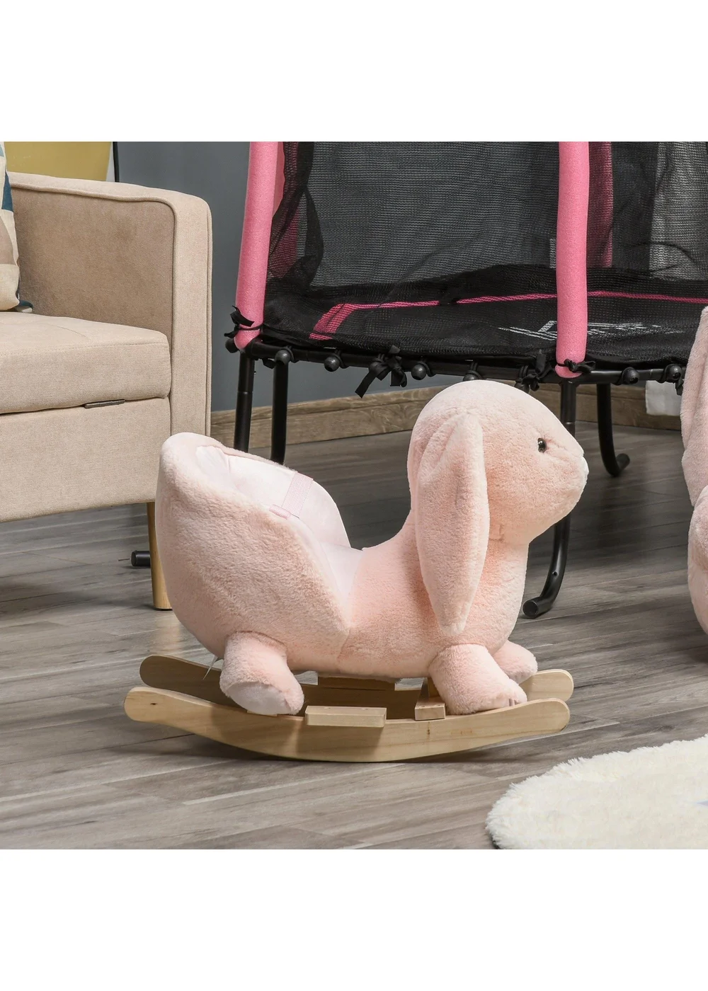 HOMCOM Kids Rocking Rabbit Plush Toy - One Size Image 1