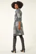 Roman Grey Patchwork Cowl Neck Button Detail Dress - 16 Image 3