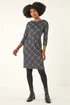 Roman Dark Grey Checked Pleat Front Shift Dress - 20 Image 2