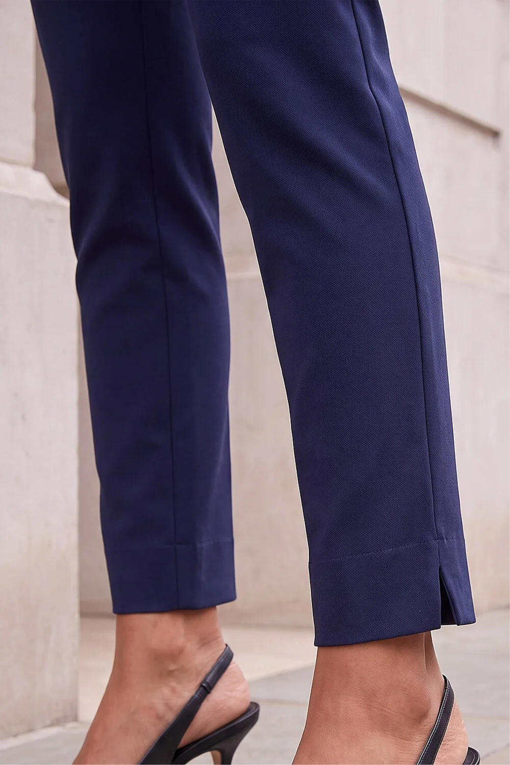 Roman Navy Full Length Elastic Waist Stretch Trousers - 10 Image 4