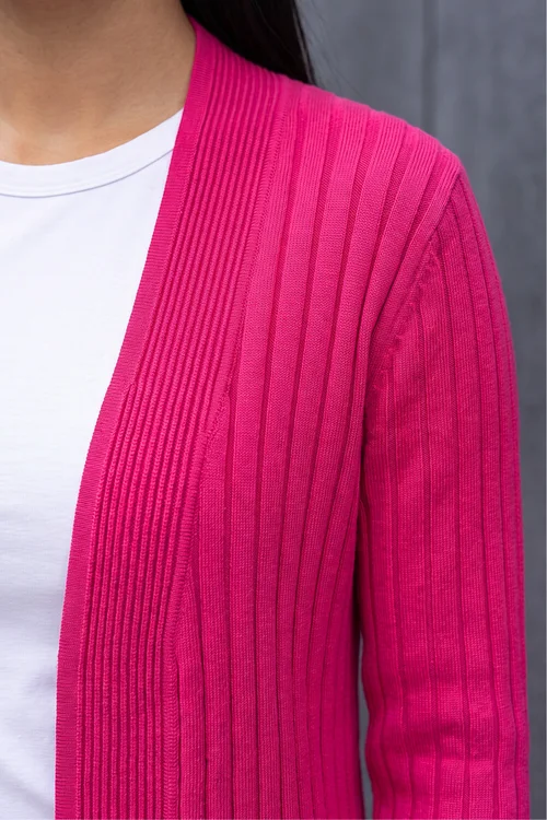 Roman Cerise Longline Stretch Ribbed Cardigan - 16 Image 4