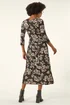 Roman Black Floral Pocket Stretch Midi Dress - 12 Image 3