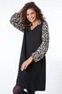 Roman Black Contrast Leopard Print Swing Dress - 12 Image 2