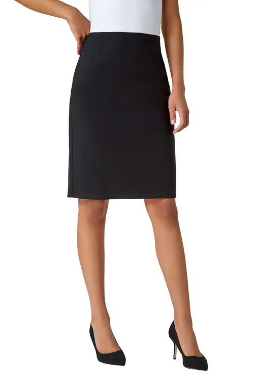 Roman Black Pull On Stretch Elastic Waist Pencil Skirt - Size 14 Image 1