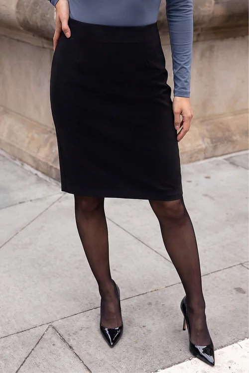 Roman Black Pull On Stretch Elastic Waist Pencil Skirt - 14 Image 1