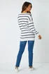 Roman Ivory Stripe Print Knitted V-Neck Longline Jumper - Size 22 Image 3