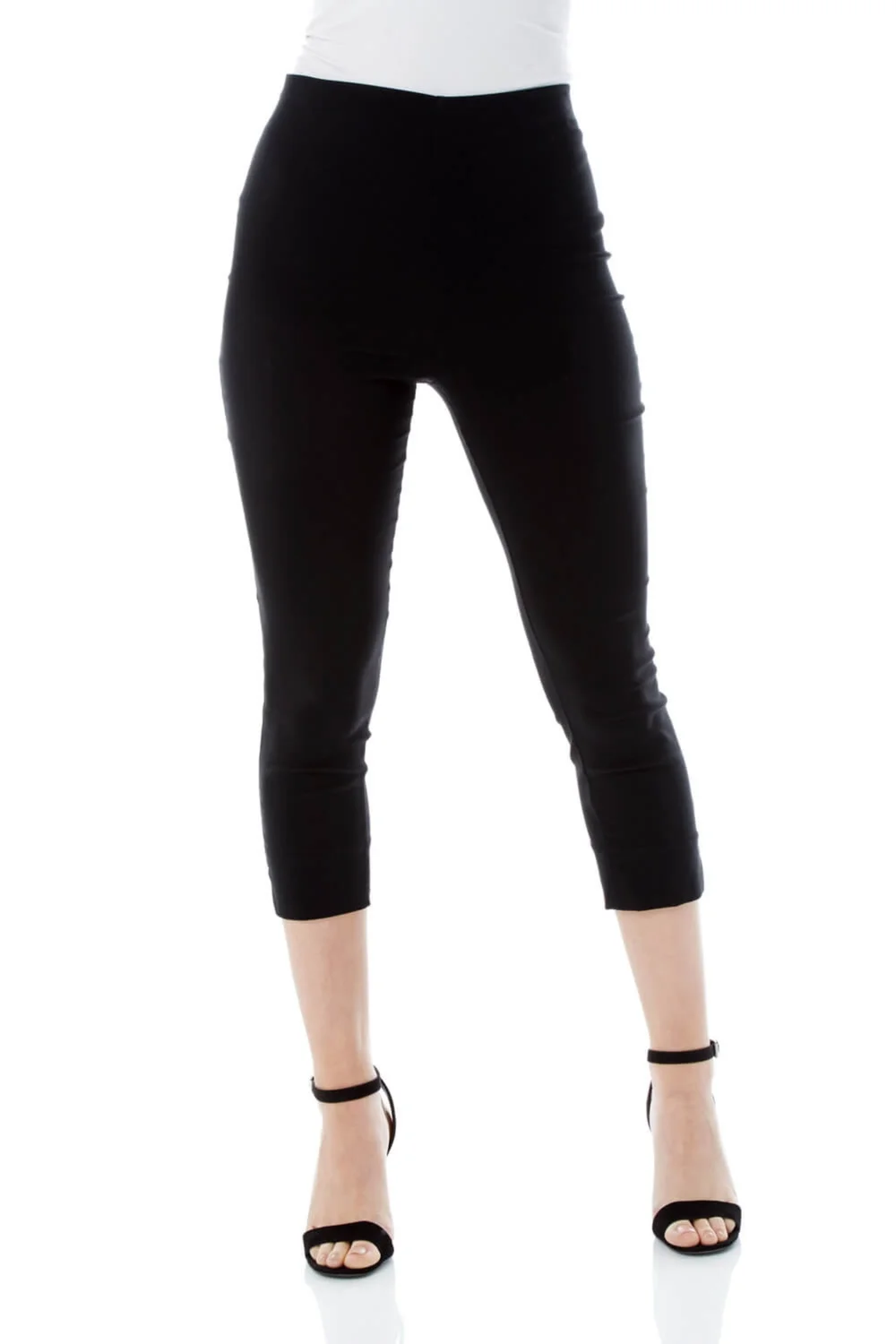 Roman Black Cropped Stretch Trouser Capri Leggings 3/4 Pedal Pushers - 14 Image 1