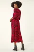 Roman Red Paisley Print Pocket Midi Stretch Dress - 18 Image 3