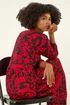 Roman Red Paisley Print Pocket Midi Stretch Dress - 18 Image 1