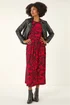 Roman Red Paisley Print Pocket Midi Stretch Dress - 18 Image 2