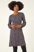 Roman Navy Ditsy Floral Print Stretch Dress - 18 Image 1