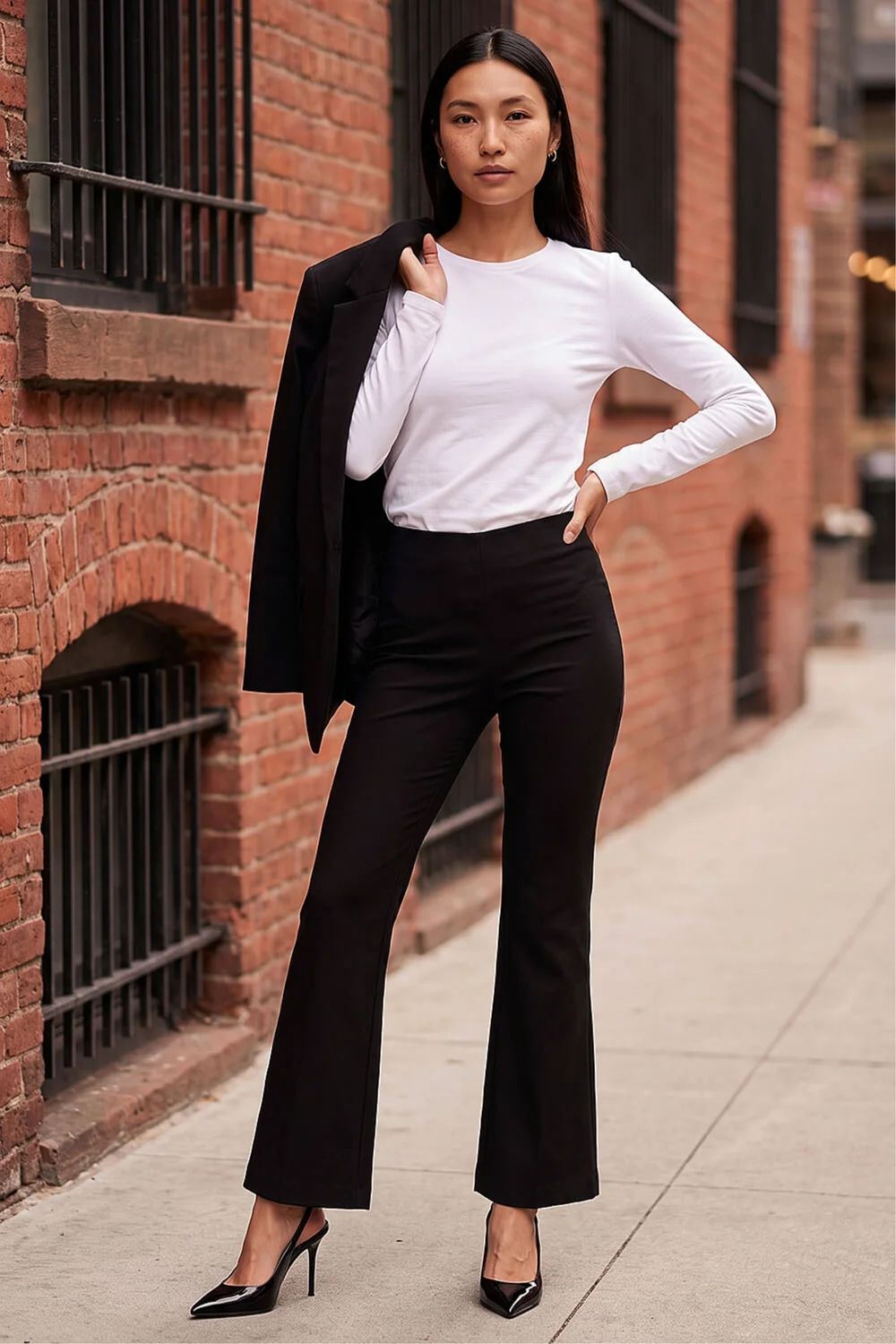 Roman Black Full Length Bootcut Elastic Waist Trouser - 20 Image 2