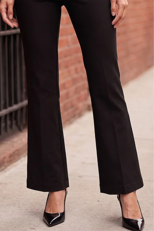 Roman Black Full Length Bootcut Elastic Waist Trouser - 20 Image 4