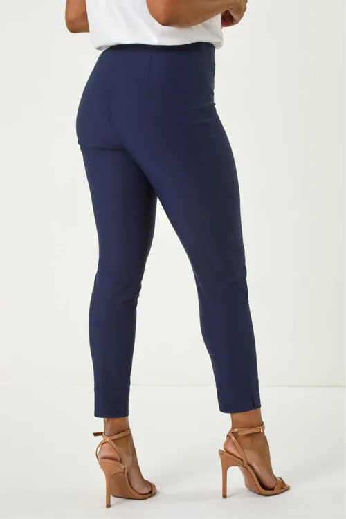 Roman Petite Navy Full Length Stretch Trousers - 16 Image 4