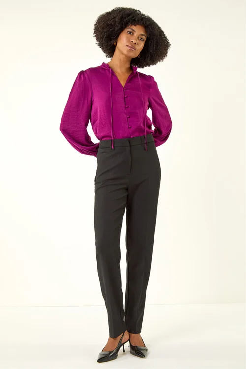 Roman Black Long Straight Leg Stretch Trouser - 12 Image 2