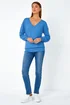 Roman Blue V-Neck Stretch Jumper - Size 16 Image 2