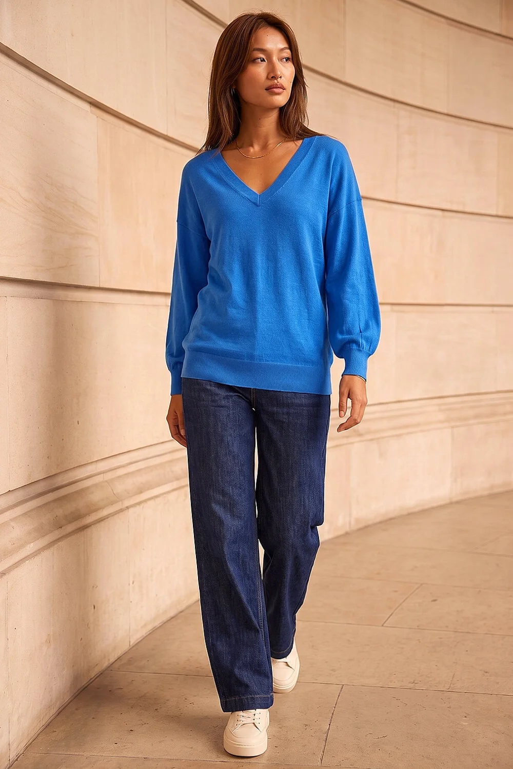 Roman Blue V-Neck Stretch Jumper - 16 Image 2