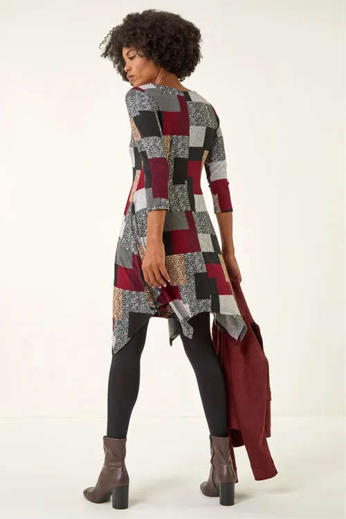 Roman Red Patchwork Pocket Detail Stretch Dress - 18 Image 3