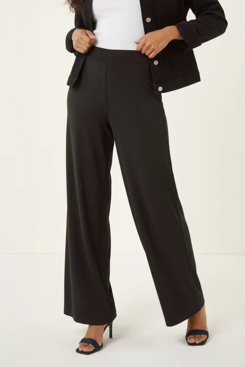 Roman Black Wide Leg Stretch Trousers - 20 Image 3