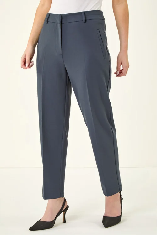 Roman Dark Grey Short Straight Leg Stretch Trouser - 16 Image 4