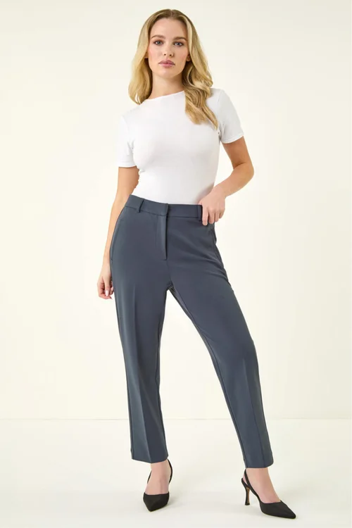 Roman Dark Grey Short Straight Leg Stretch Trouser - 16 Image 1