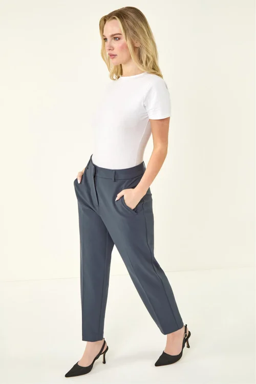Roman Dark Grey Short Straight Leg Stretch Trouser - 16 Image 2