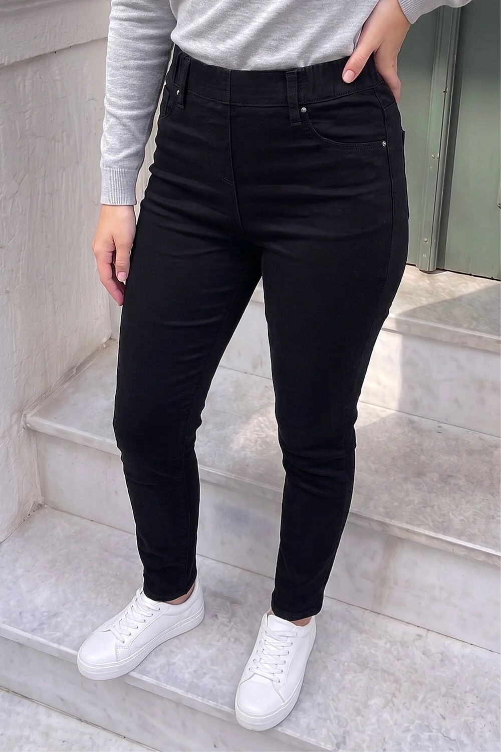 Roman Black Elastic Waist 31" Denim Stretch Jegging - 16 Image 1