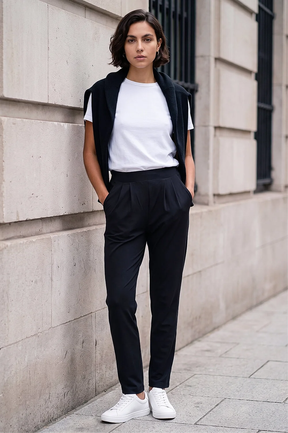 Roman Black Jersey Stretch Elastic Waist Harem Trousers - 18 Image 2